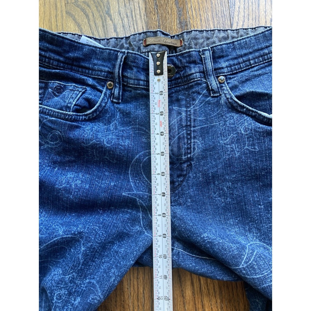 Robert Graham Jeans Mens 31x31 All Over Print Blue Denim Stretch Straight Leg - Picture 4 of 10